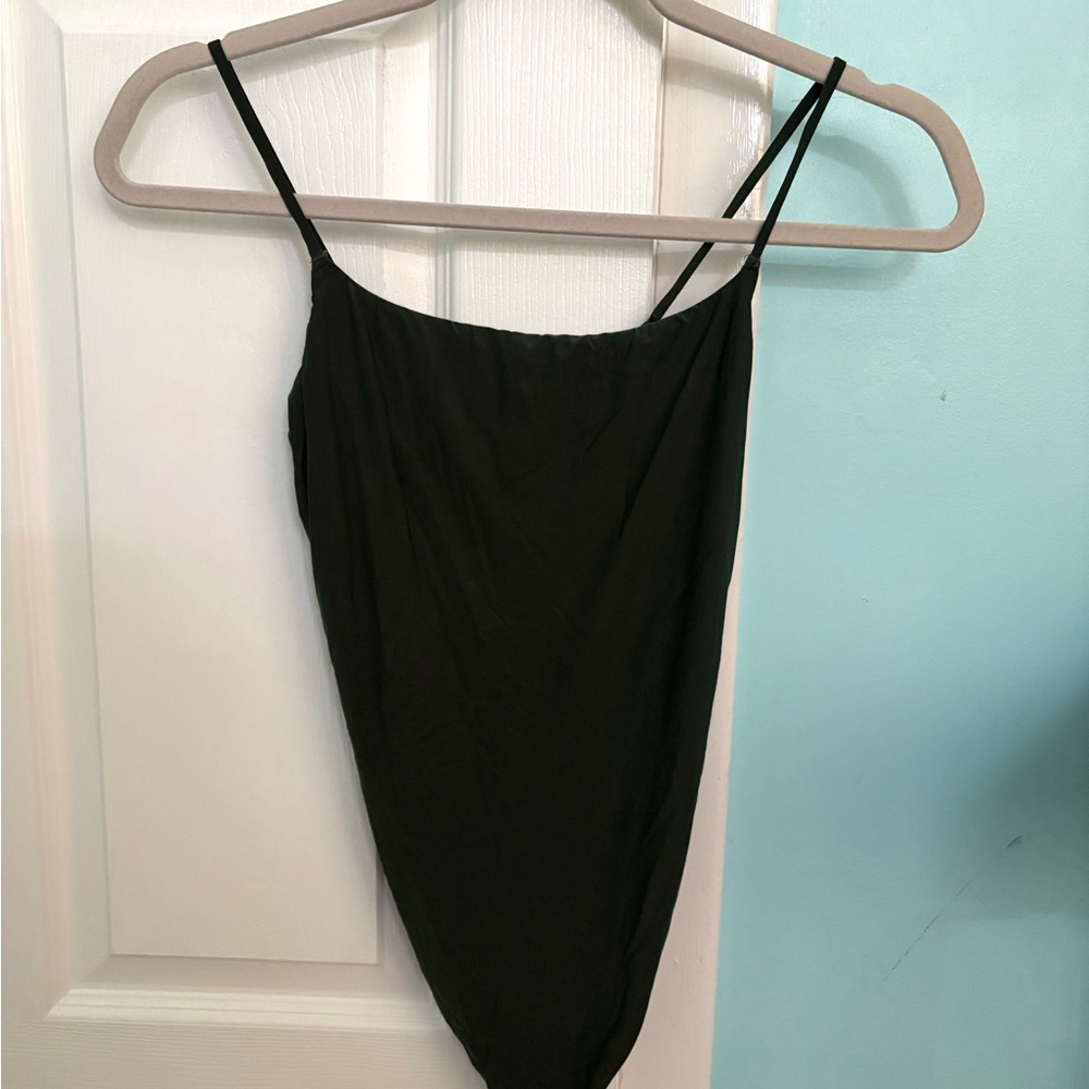 Aerie Black Asymmetrical Fitted Bodysuit